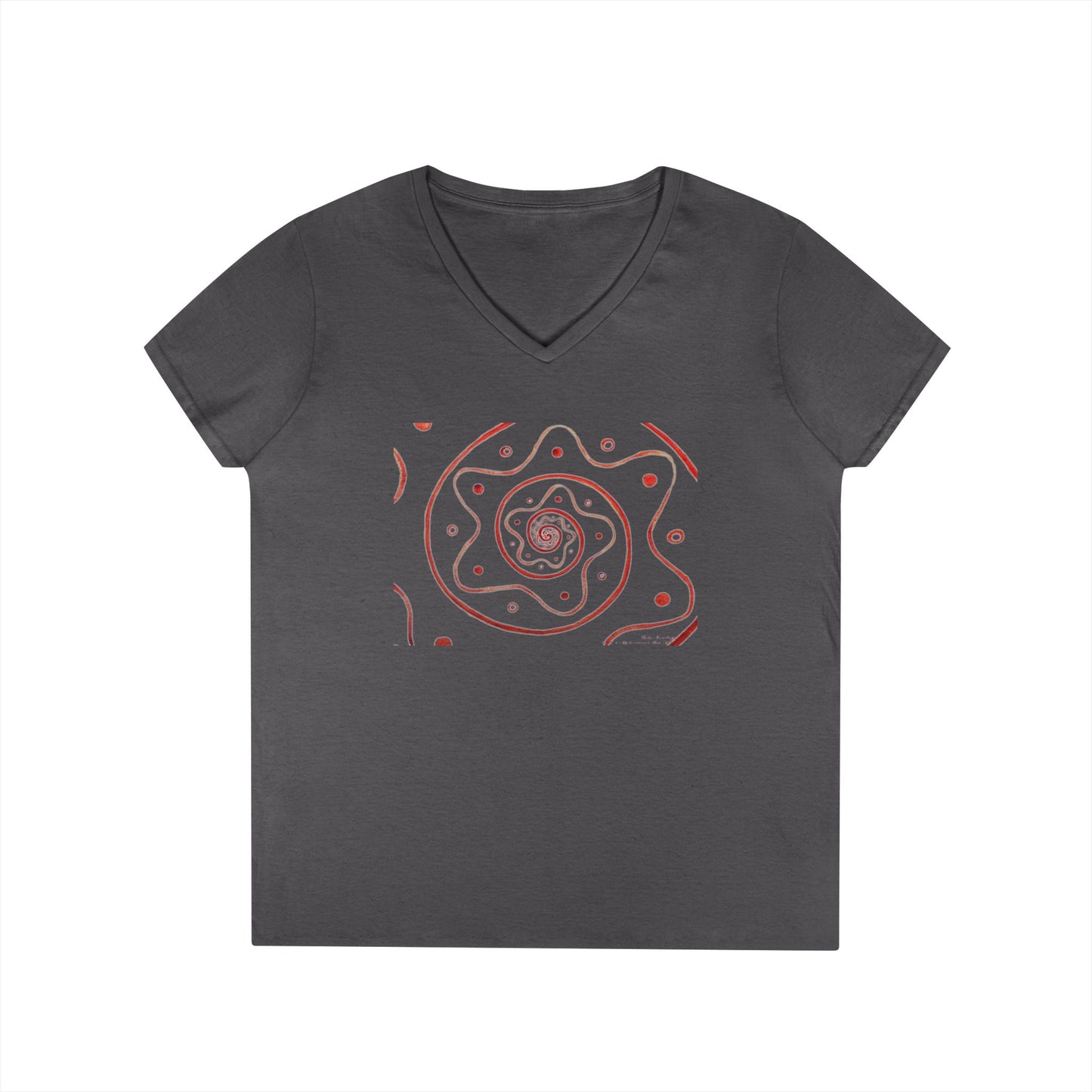 Moon Lodge Red Spiral Short Sleeve V-Neck