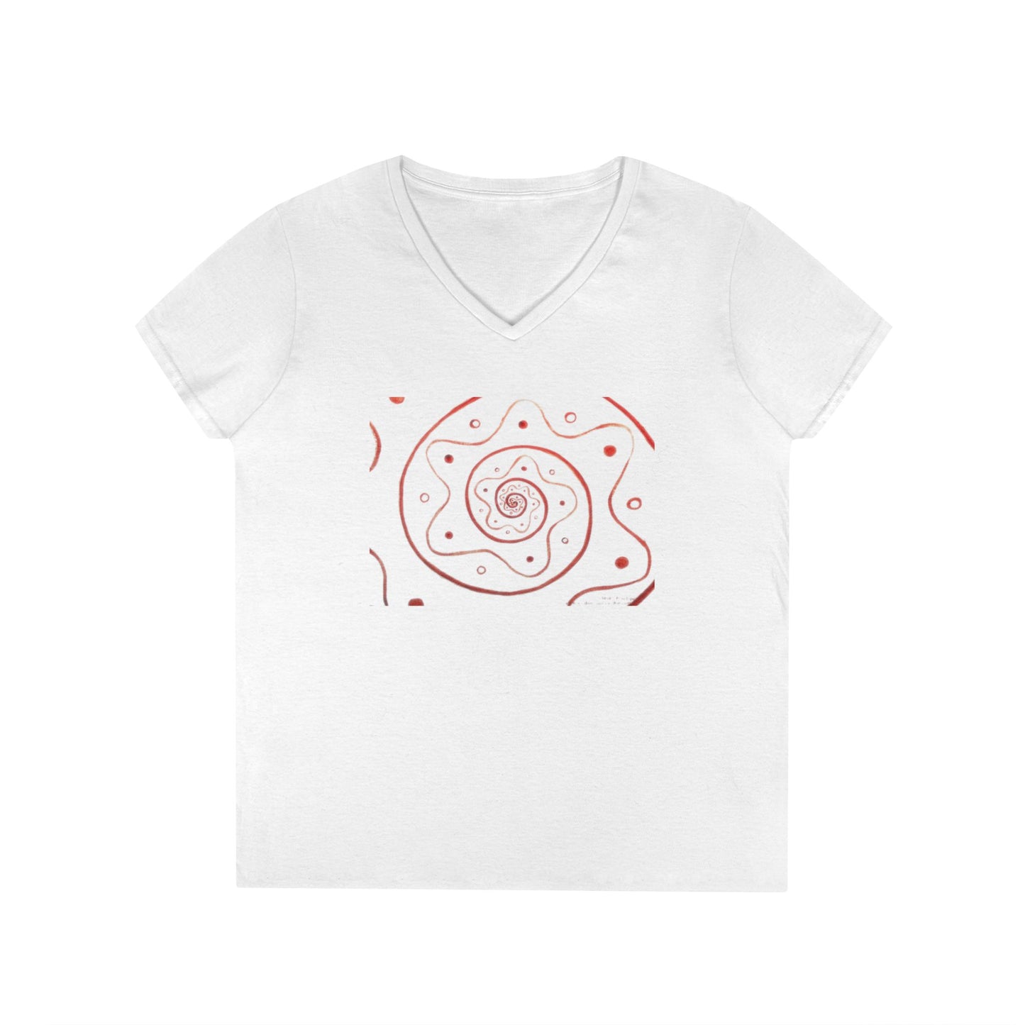 Moon Lodge Red Spiral Short Sleeve V-Neck