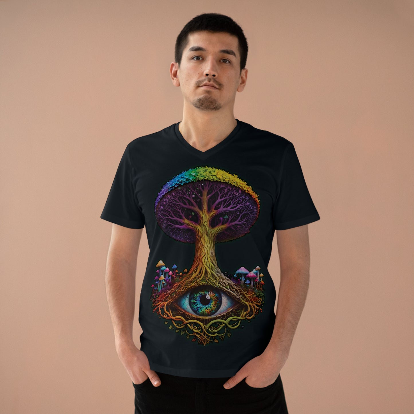 "The World Tree" Organic V-Neck Shirt (Ships from Europe)