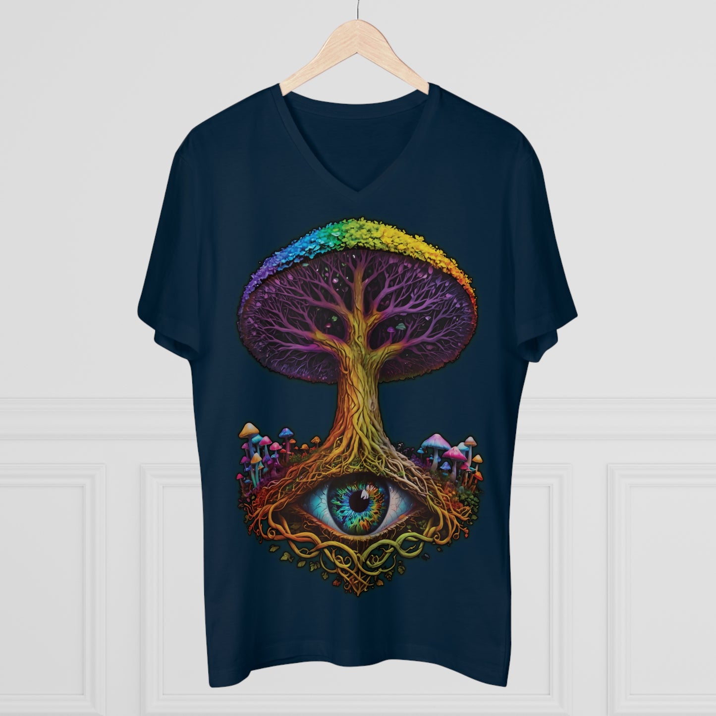 "The World Tree" Organic V-Neck Shirt (Ships from Europe)