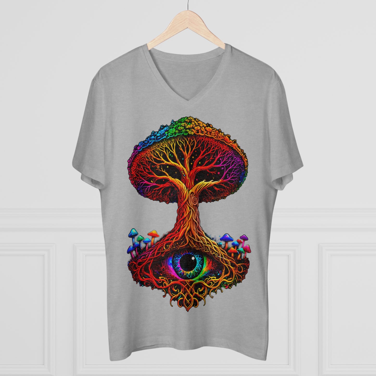 "The World Tree" Organic V-Neck Shirt (Ships from Europe)