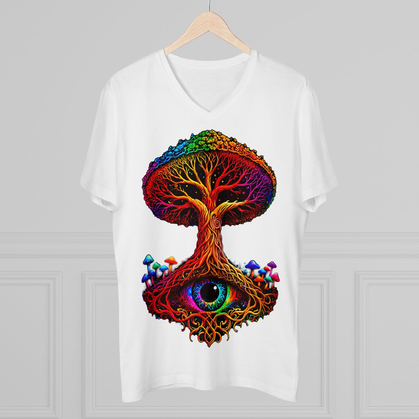 "The World Tree" Organic V-Neck Shirt (Ships from Europe)