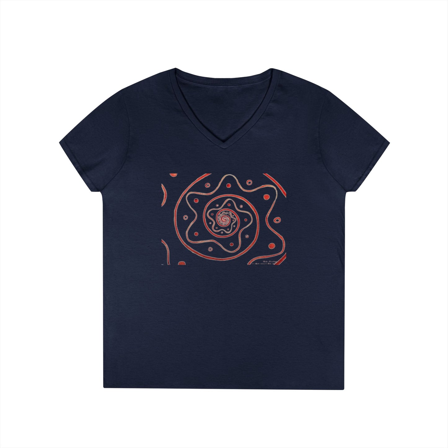 Moon Lodge Red Spiral Short Sleeve V-Neck