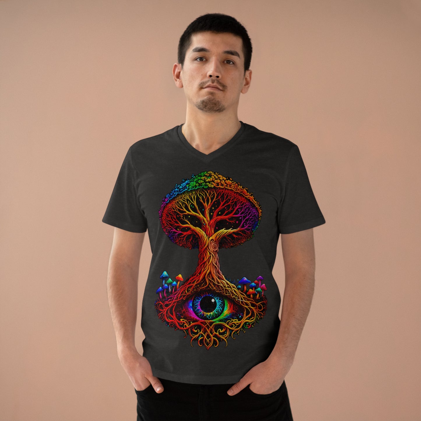 "The World Tree" Organic V-Neck Shirt (Ships from Europe)