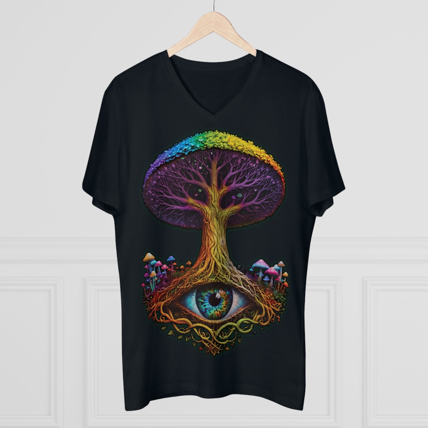 "The World Tree" Organic V-Neck Shirt (Ships from Europe)