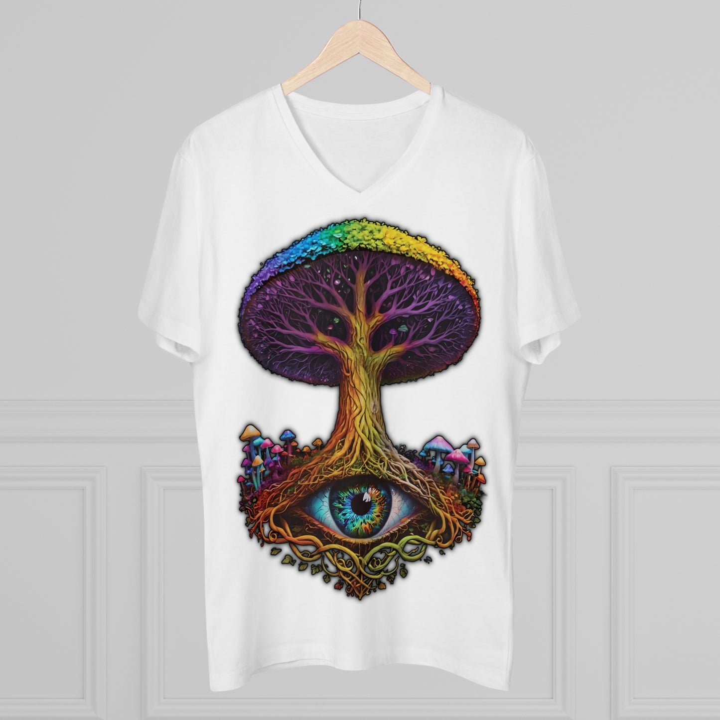 "The World Tree" Organic V-Neck Shirt (Ships from Europe)