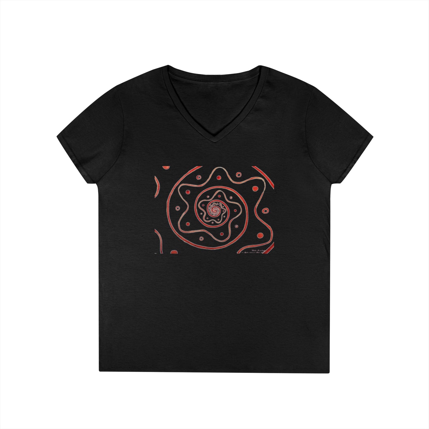 Moon Lodge Red Spiral Short Sleeve V-Neck