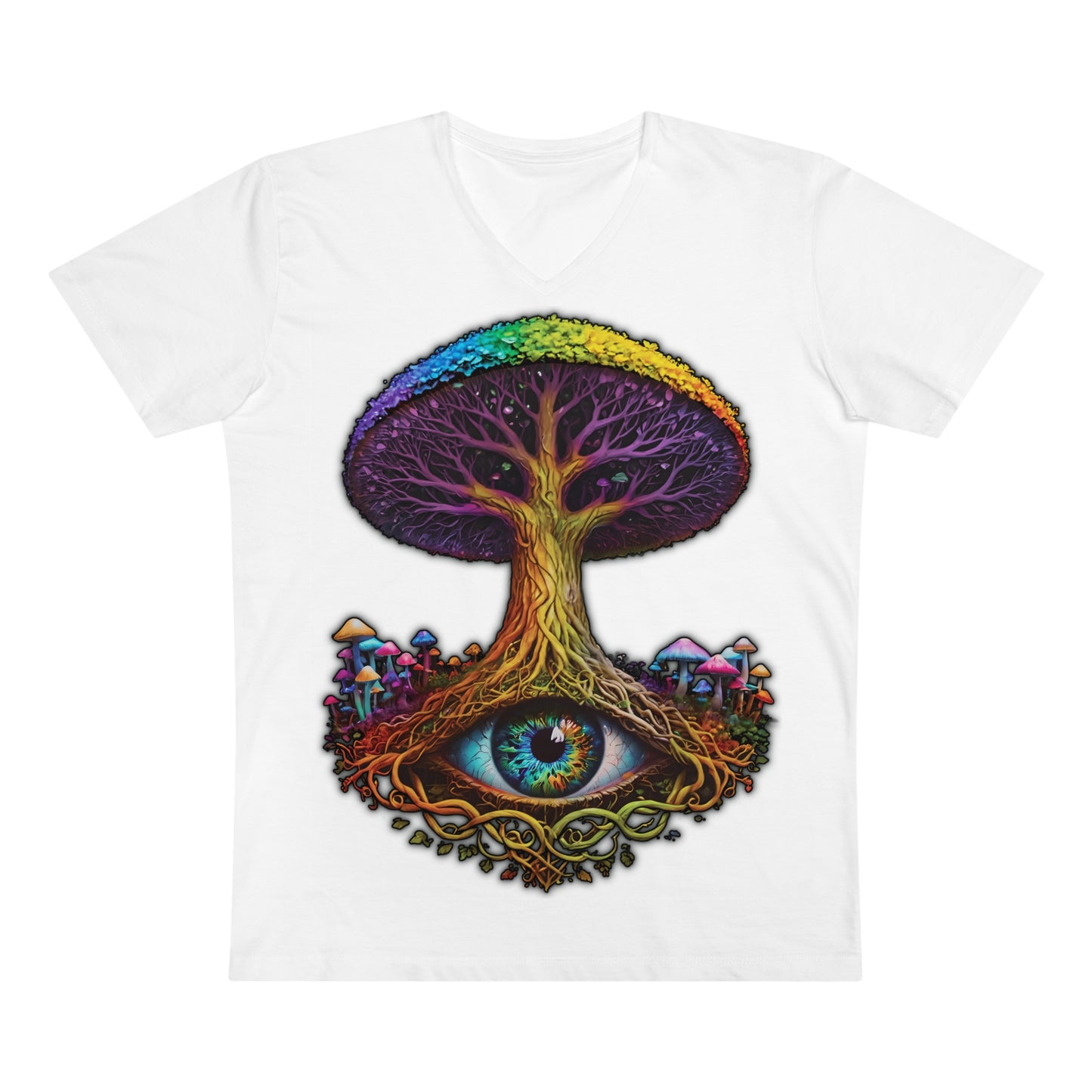 "The World Tree" Organic V-Neck Shirt (Ships from Europe)